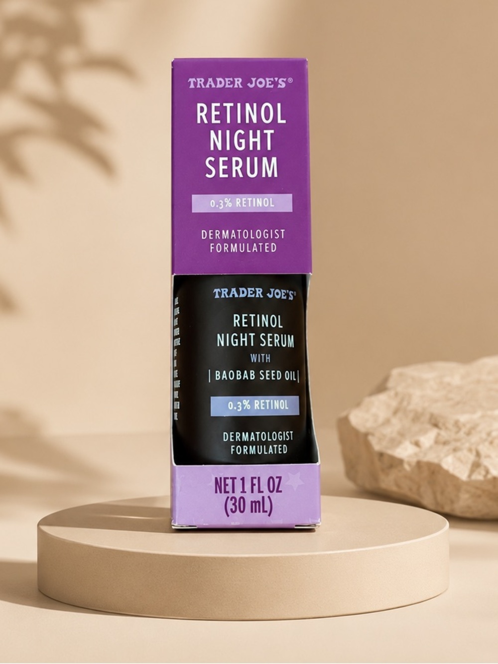 Trader Joe's Retinol Night Serum 0.3% Retinol 1 oz Baobab Seed Oil Skincare